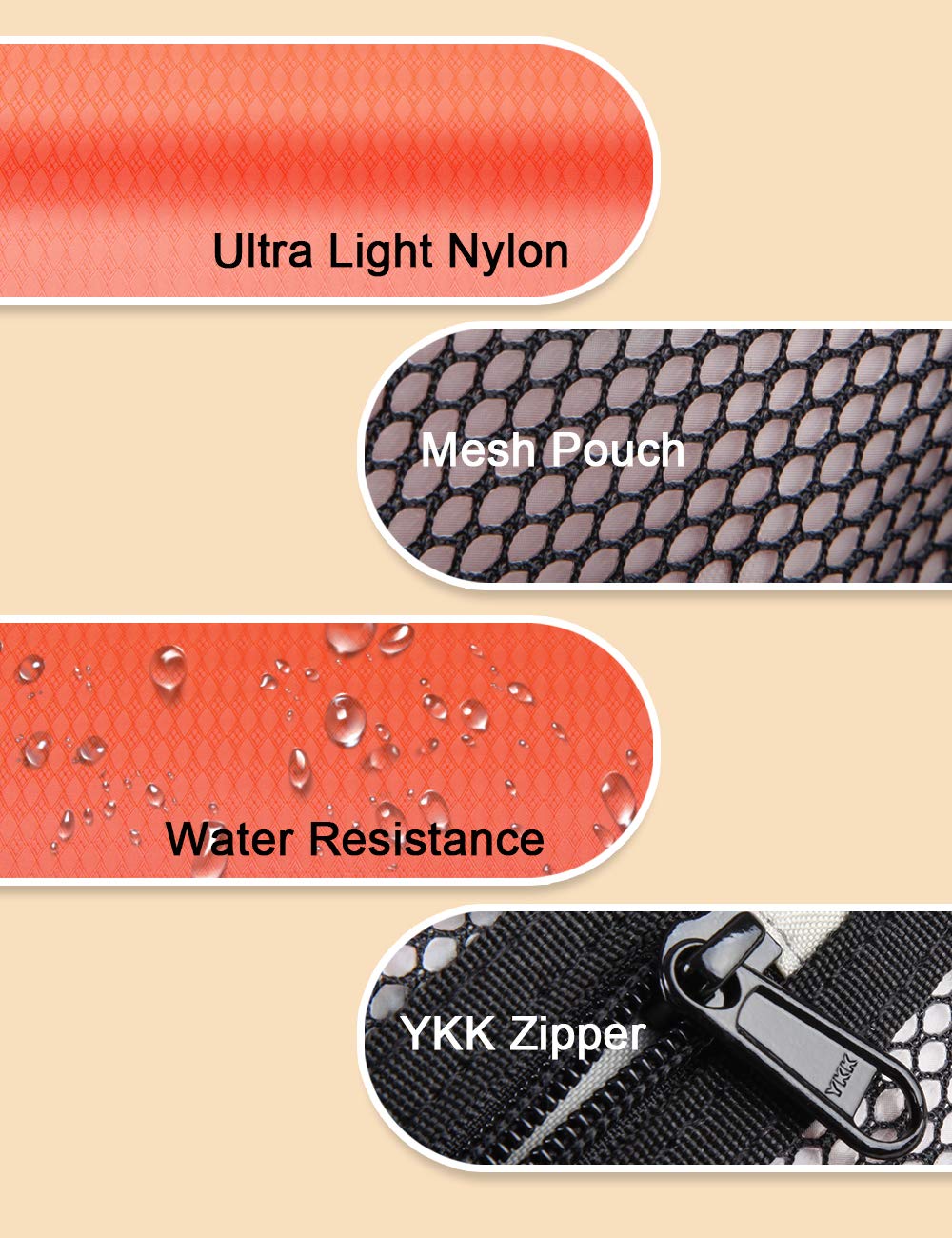GOX Travel matériel nylon 70D ultra léger et ripstop pour voyageurs
