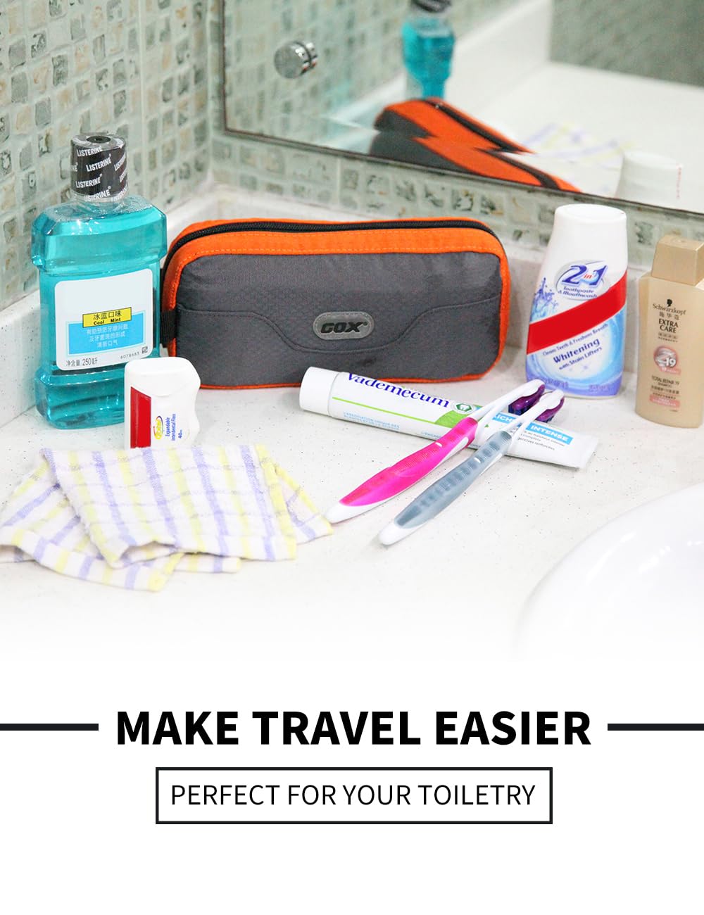 GOX Trousse toilette avec poches multiples pour un rangement organisé.