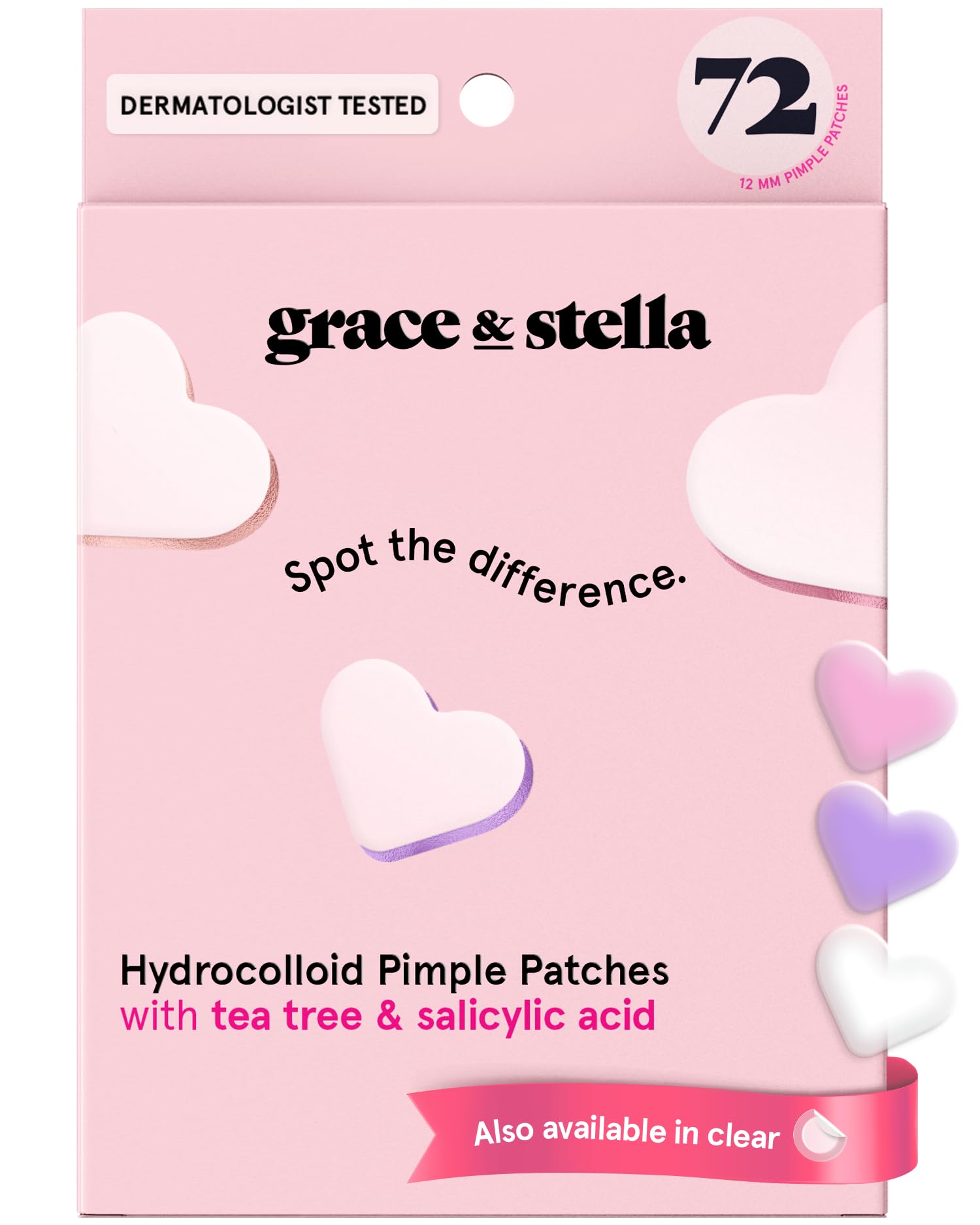 Grace & Stella boîte patch acné cœur rose pour soins rapides
