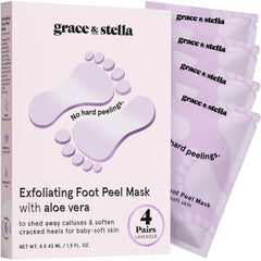 Grace & Stella masque-pieds-peel: emballage Lavande, soin facile et relaxant.