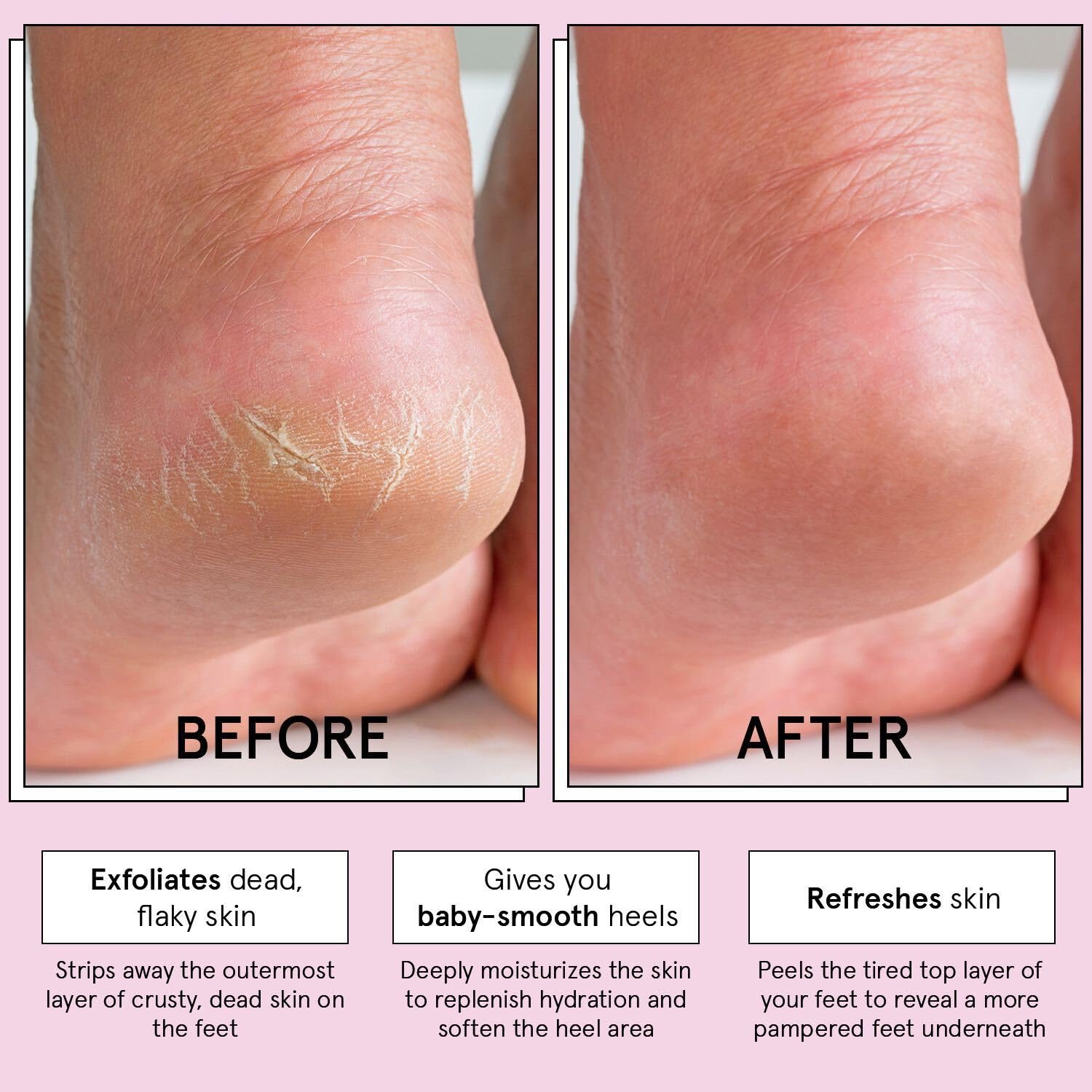 Grace & Stella masque-pieds-peel: texture crème Lavande, exfoliation en douceur.