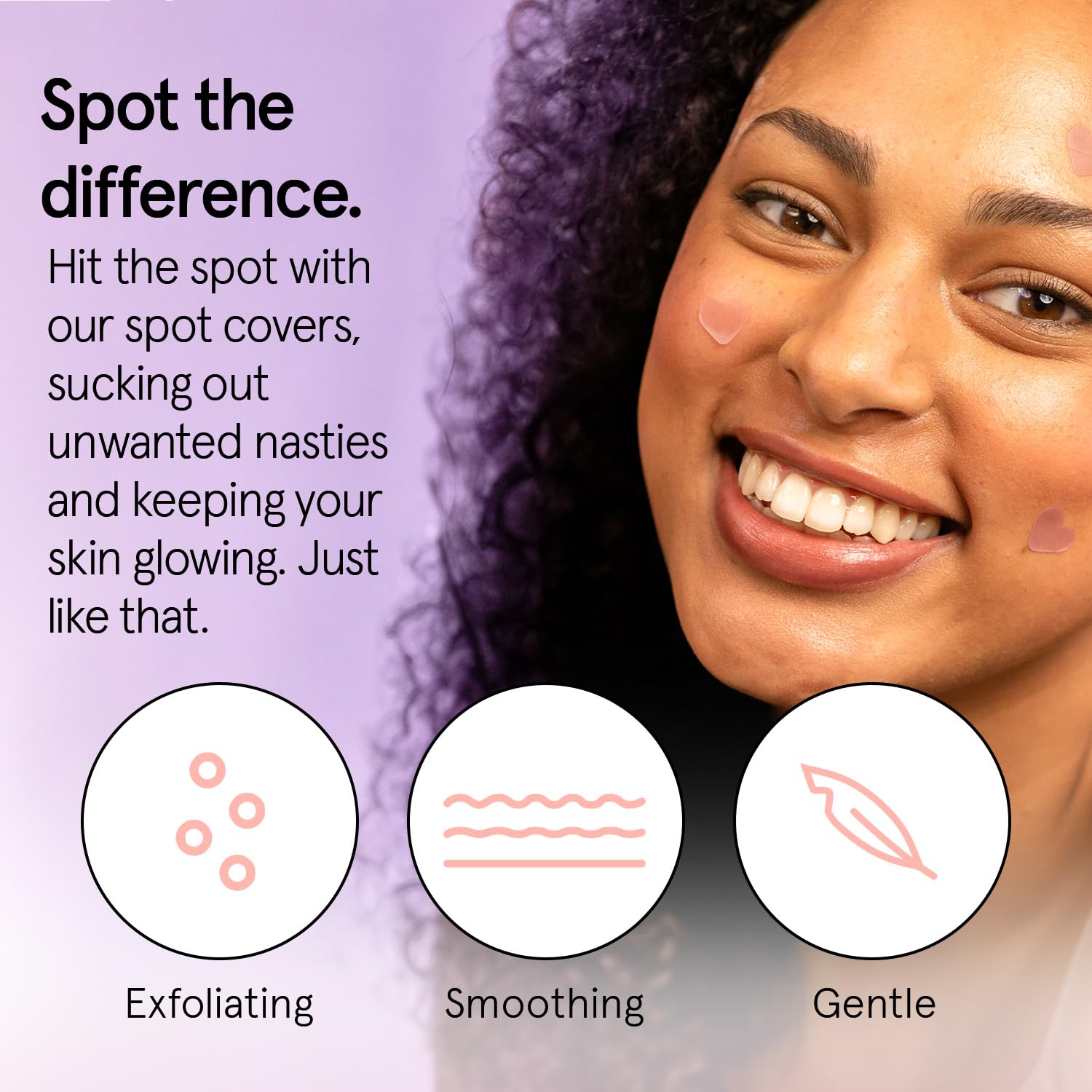 Patch cœur hydrocolloïde Grace & Stella violet, protège des agressions extérieures.