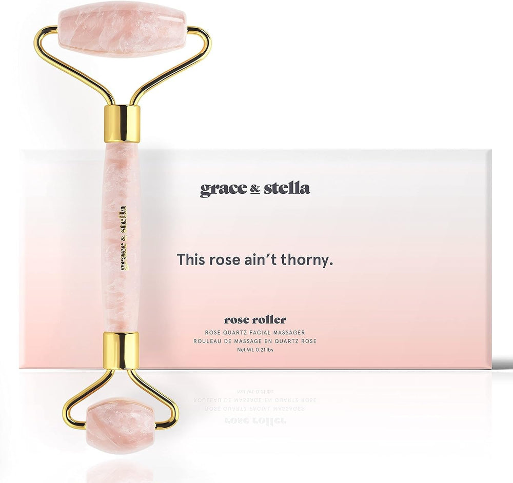 Grace & Stella rouleau visage rose quartz stimule la circulation du visage