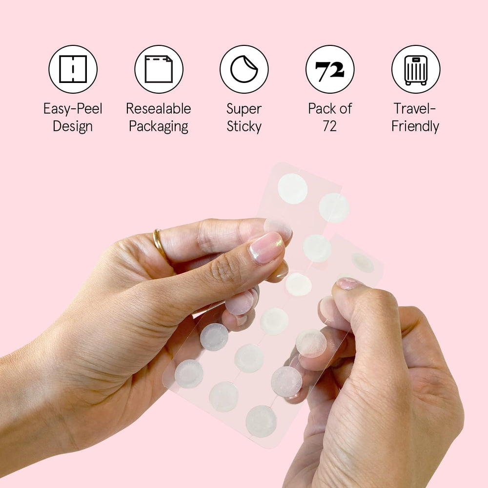 Grace & Stella application discrète sur bouton pour visage.