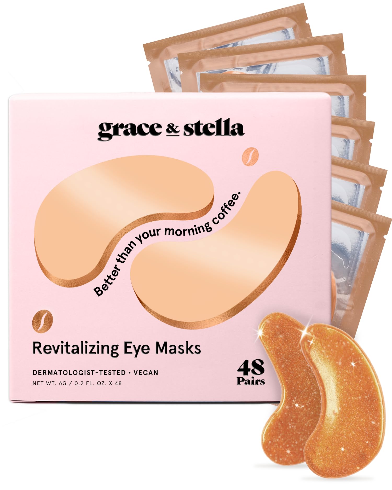 Grace & Stella patchs caféine sous-œil pour un regard éveillé et réduction des poches.