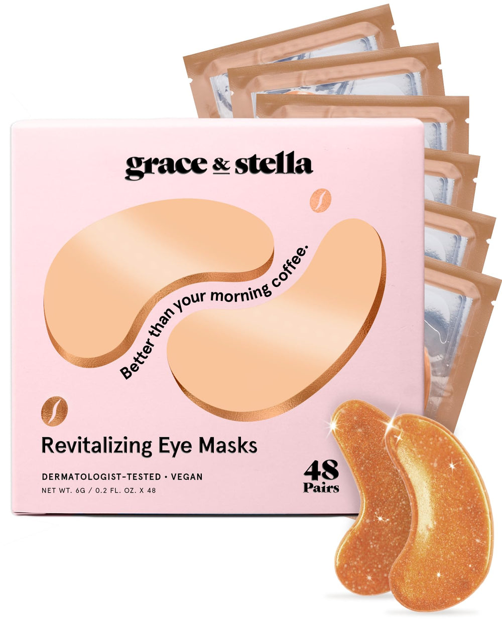 Grace & Stella patchs caféine sous-œil pour un regard éveillé et réduction des poches.