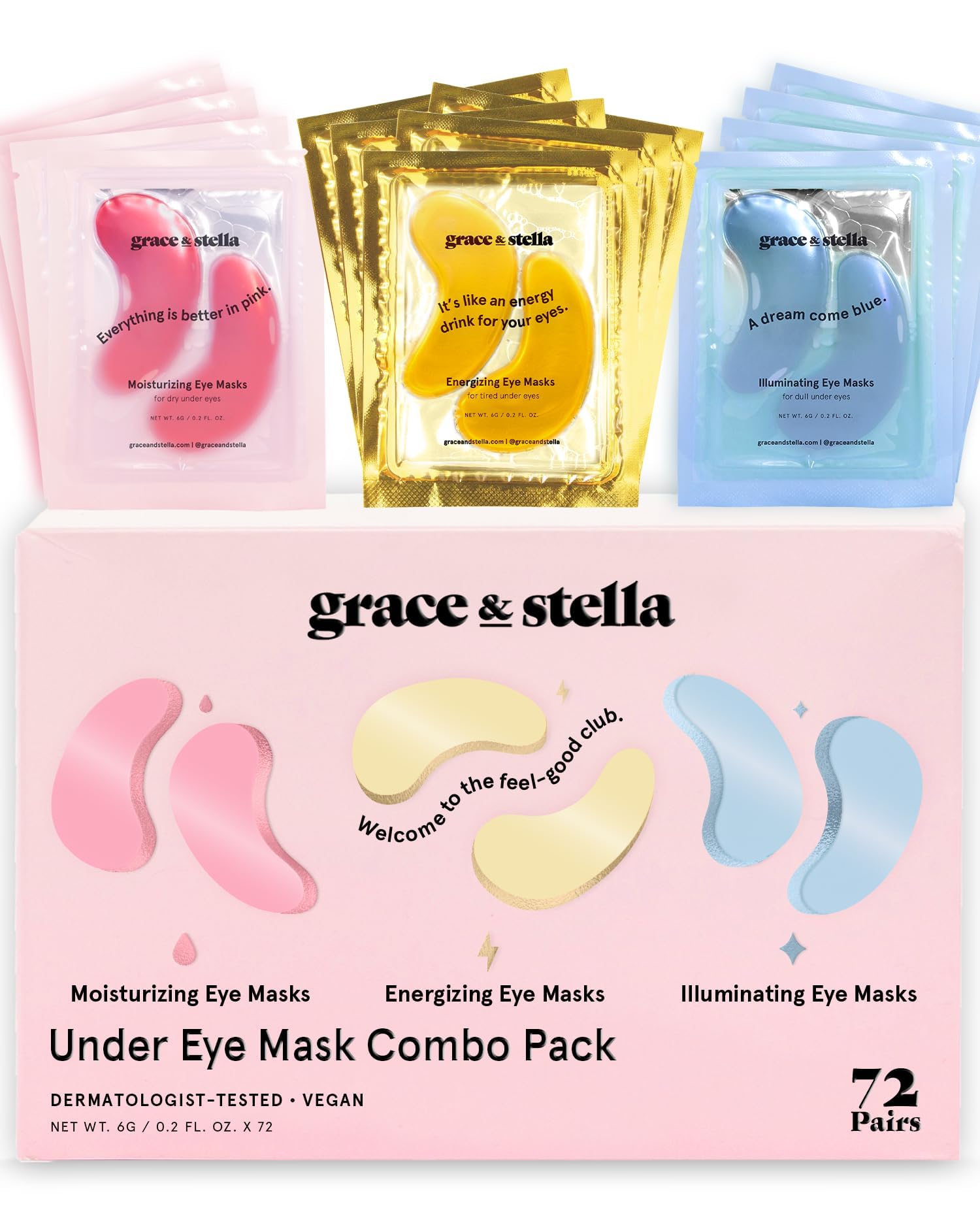 Grace & Stella emballage masque yeux pour routine soin quotidien