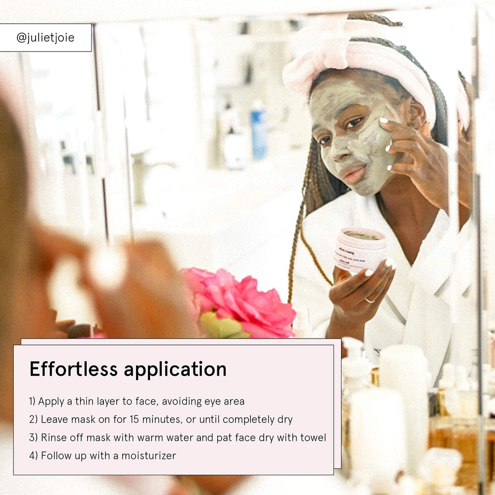Application visage Grace & Stella avec masque purifiant et douceur.