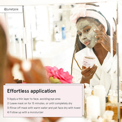 Application visage Grace & Stella avec masque purifiant et douceur.