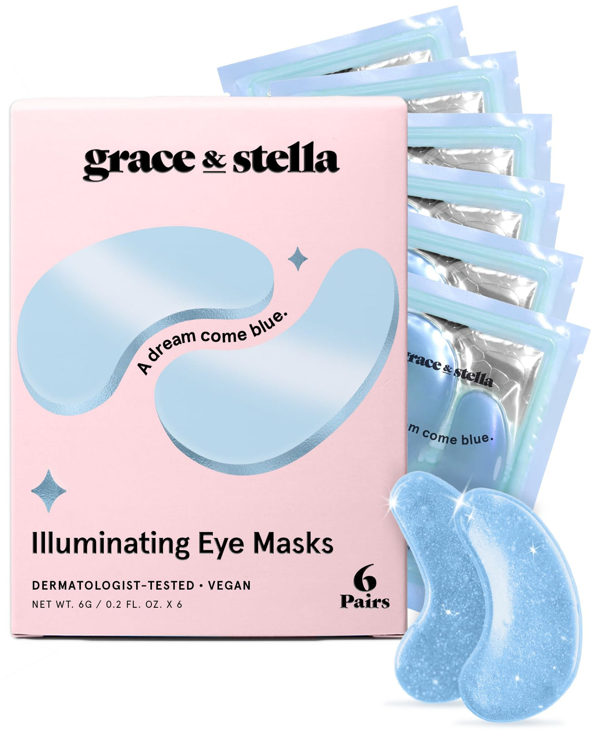 Grace & Stella masque yeux bleu premium réduit cernes et poches