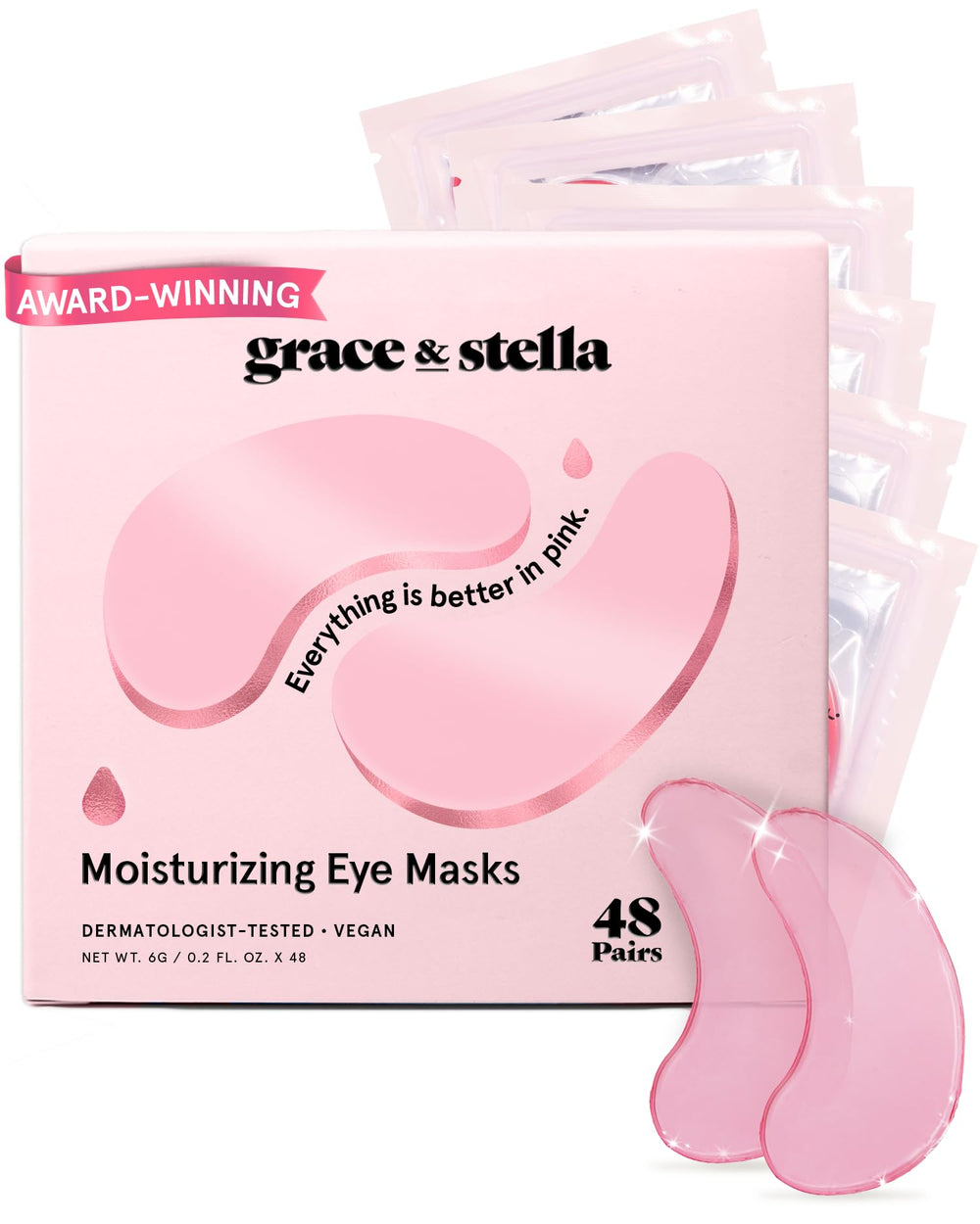 Grace & Stella masque yeux rose en emballage élégant – idée cadeau bien-être