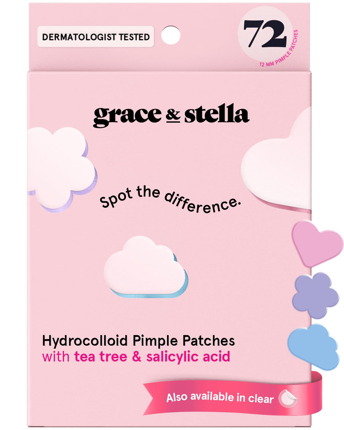 Grace & Stella patch coeurs rose, couverture discrète des imperfections.