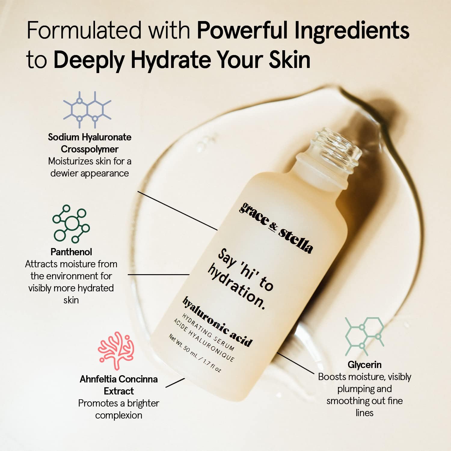 Formule vegan sans parabènes ni sulfates du sérum Grace & Stella.