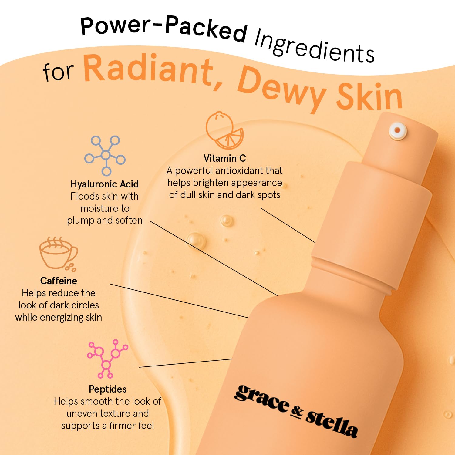 Grace et Stella Sérum vitamine C visage : acide hyaluronique double action pour l’hydratation