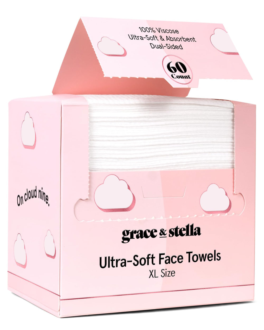 Grace et Stella serviettes visage jetables emballage rose, pratique pour le voyage