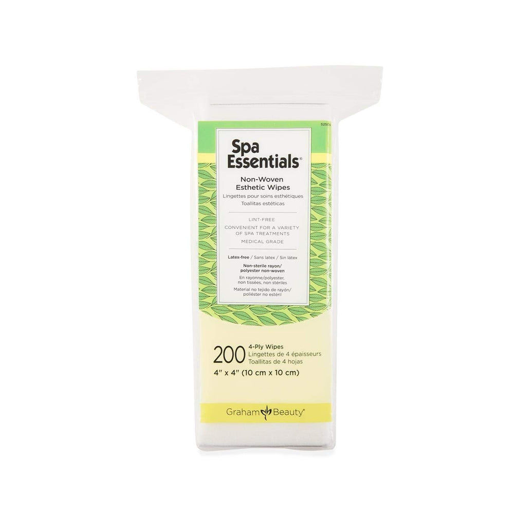 Les lingettes Graham Spa Essentials non tissées offrent démaquillage doux et hygiénique.