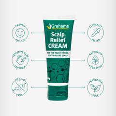 Grahams Natural Crème Relief sur cheveux humides favorise absorption et action ciblée.