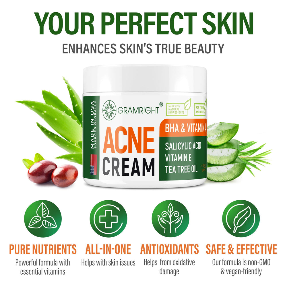 GRAMRIGHT Crème Acné salicylique, exfoliation douce.