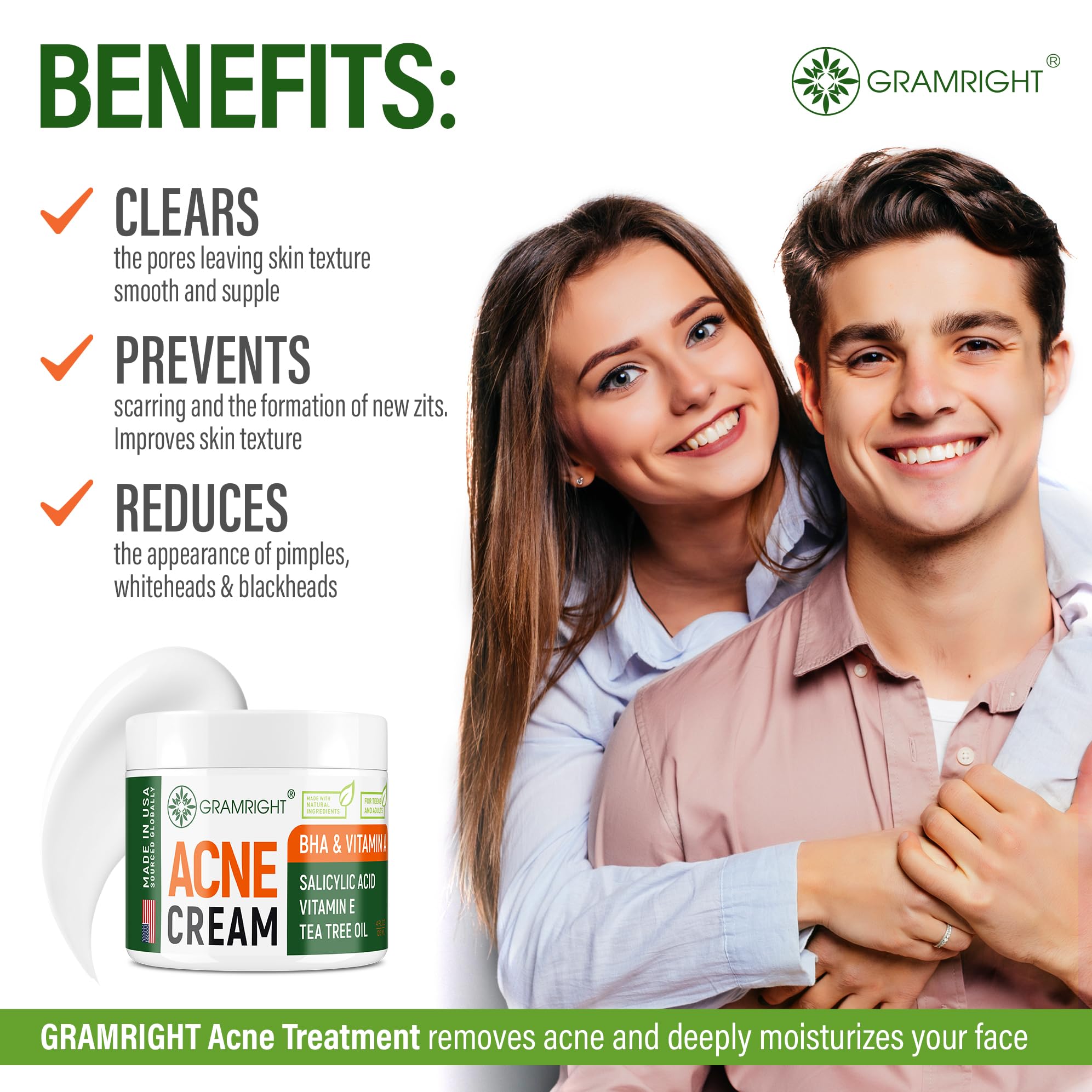 GRAMRIGHT Crème Acné vitamines A et E, nourrissante.