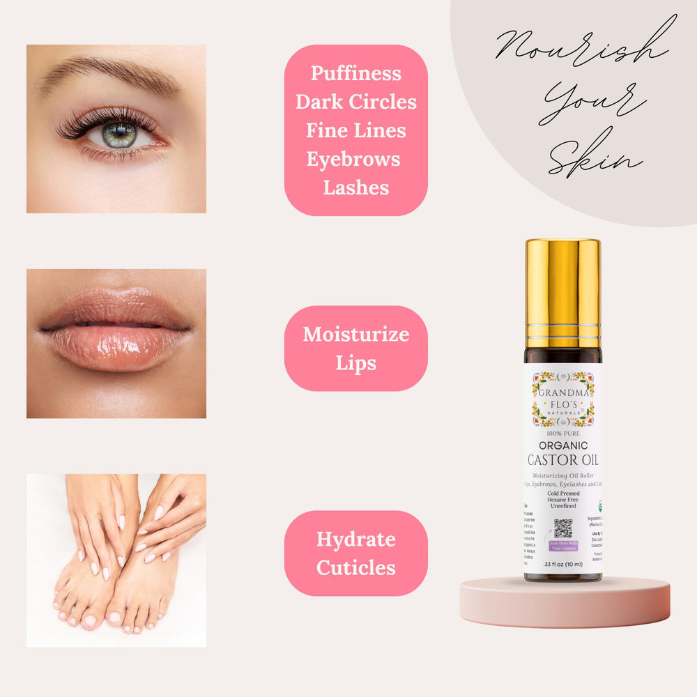 Grandma Flo's Naturals huile de ricin, bille roulante pour cils.