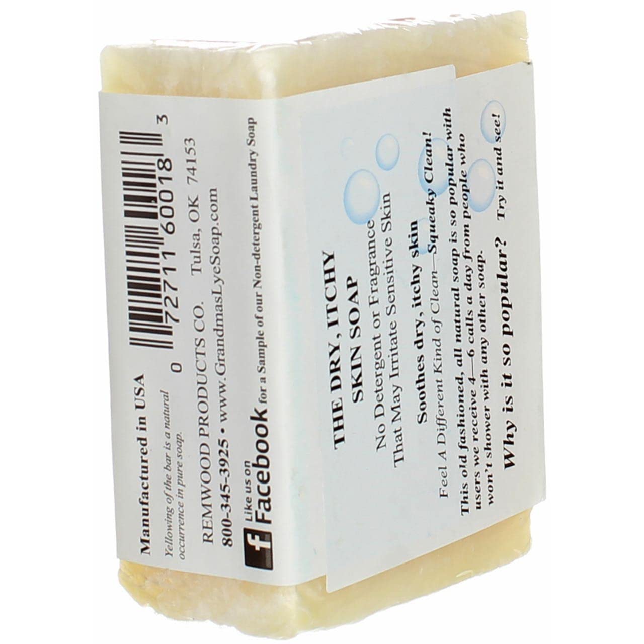 Grandma's Pure Lye Soap Bar 6oz format économique pour usage quotidien