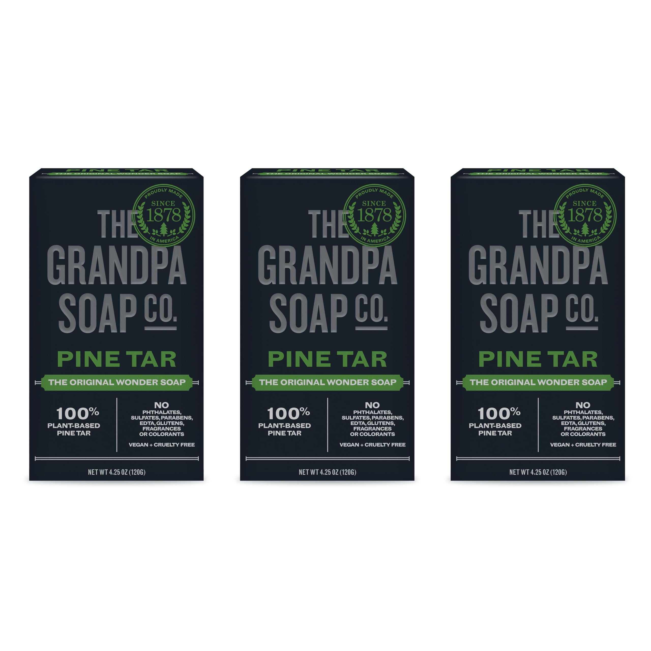 The Grandpa Soap Company Pine Tar Bar tranche nettoyante et naturelle