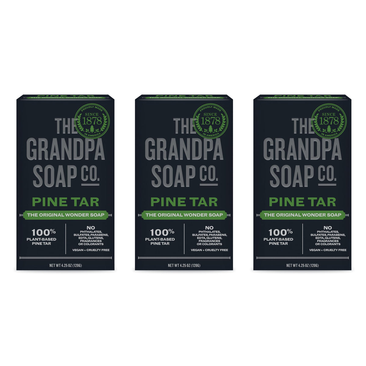 The Grandpa Soap Company Pine Tar Bar tranche nettoyante et naturelle