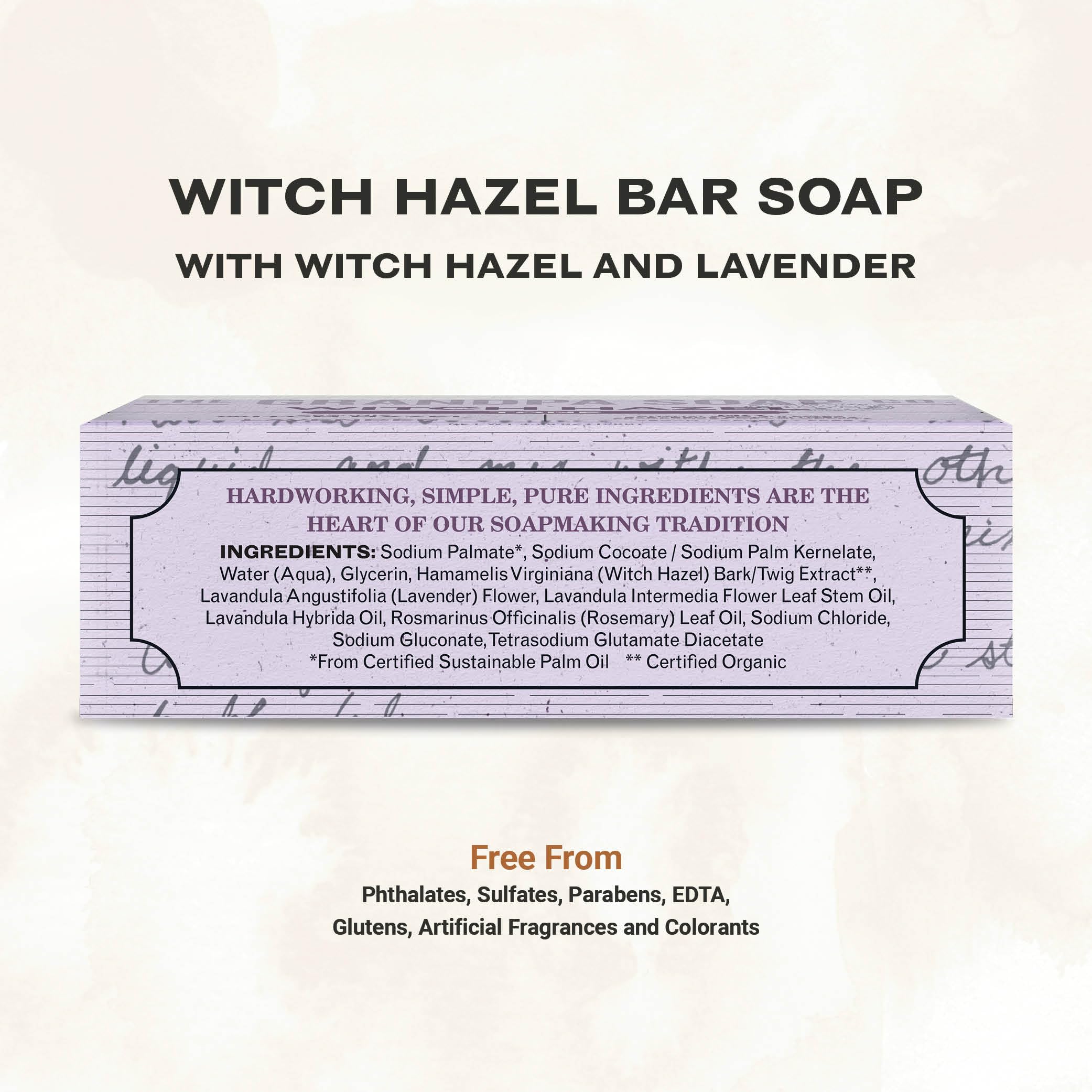 Étiquette vegan et cruelty-free du savon, assurance d’ingrédients simples et responsables.