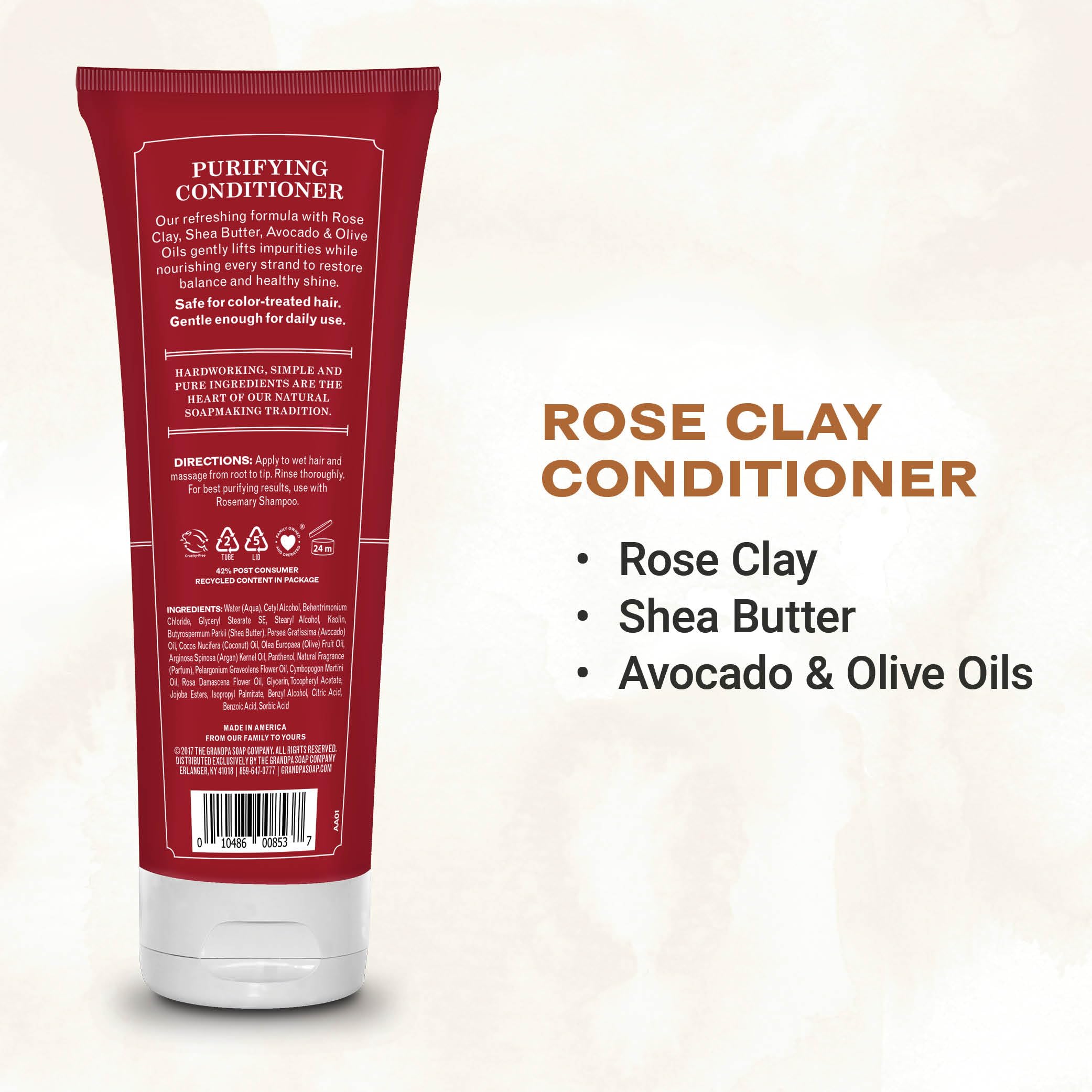 Ingrédients Rose Clay, Beurre de Karité et Avocat par Grandpa Soap Company pour nourrir