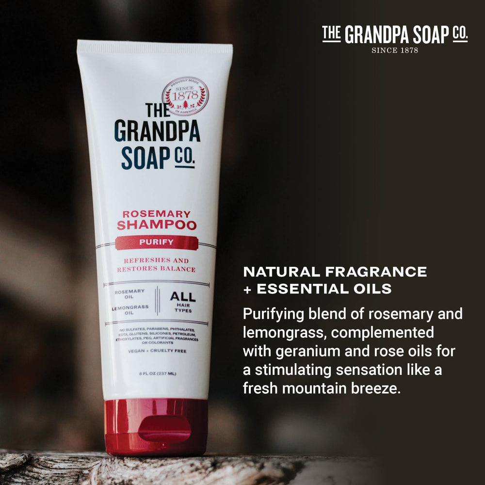 The Grandpa Soap Company application-massage-cuir-chevelu pour une purification douce.