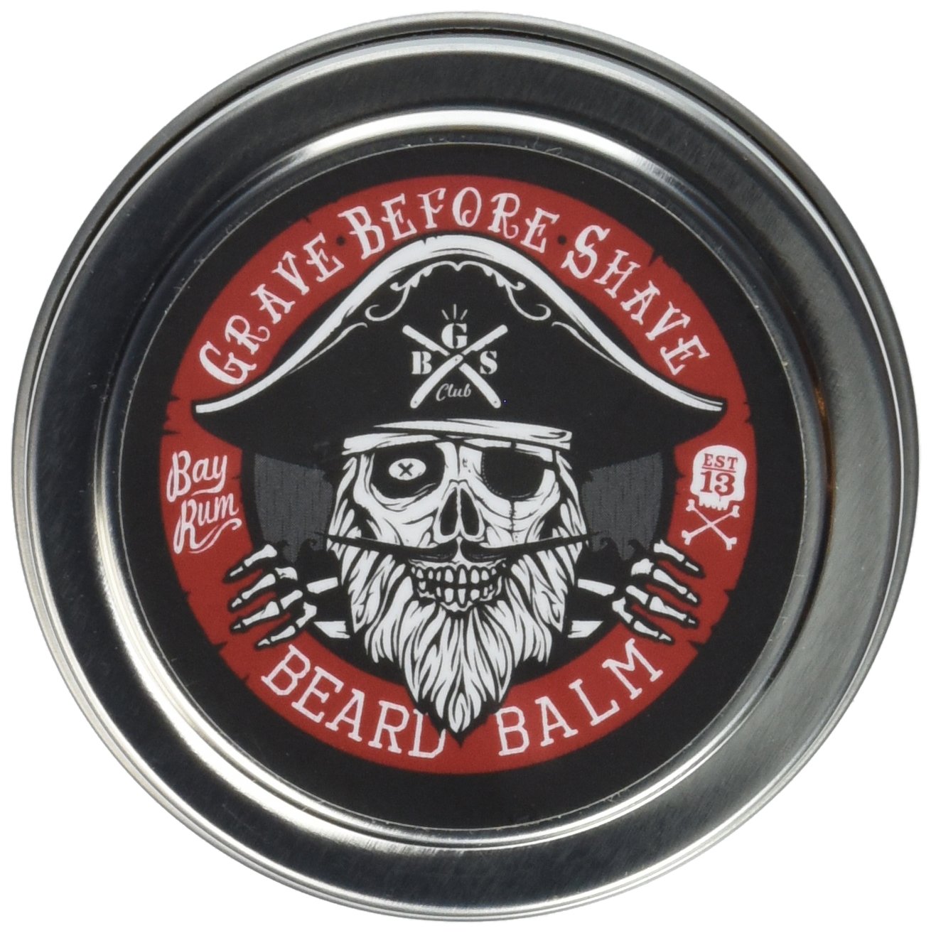 Grave Before Shave: baume barbe Bay Rum dans son pot rond.