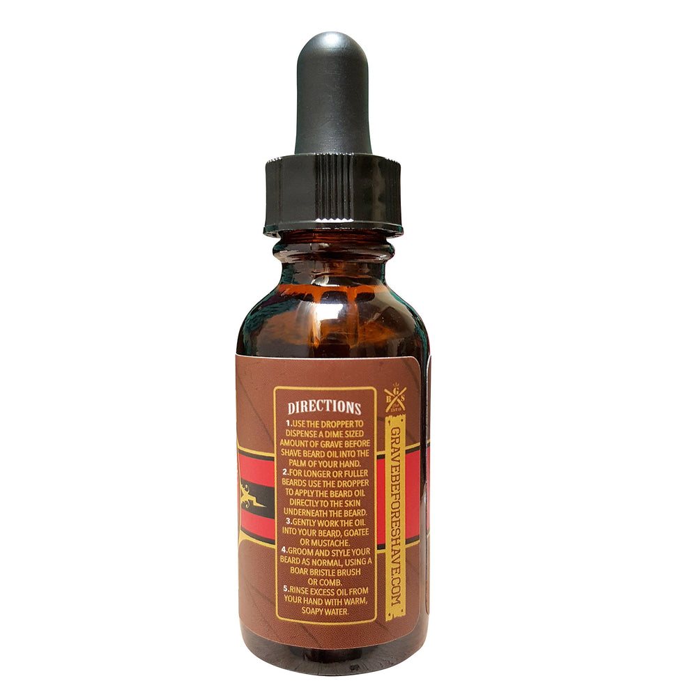 Grave Before Shave flacon gouttes barbe cigare vanille — souplesse et confort cutané.
