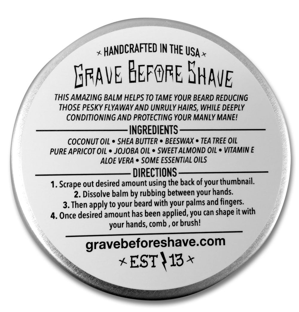 Grave Before Shave Head Hunter Beard Balm, application et texture – confort quotidien et soin nourrissant.