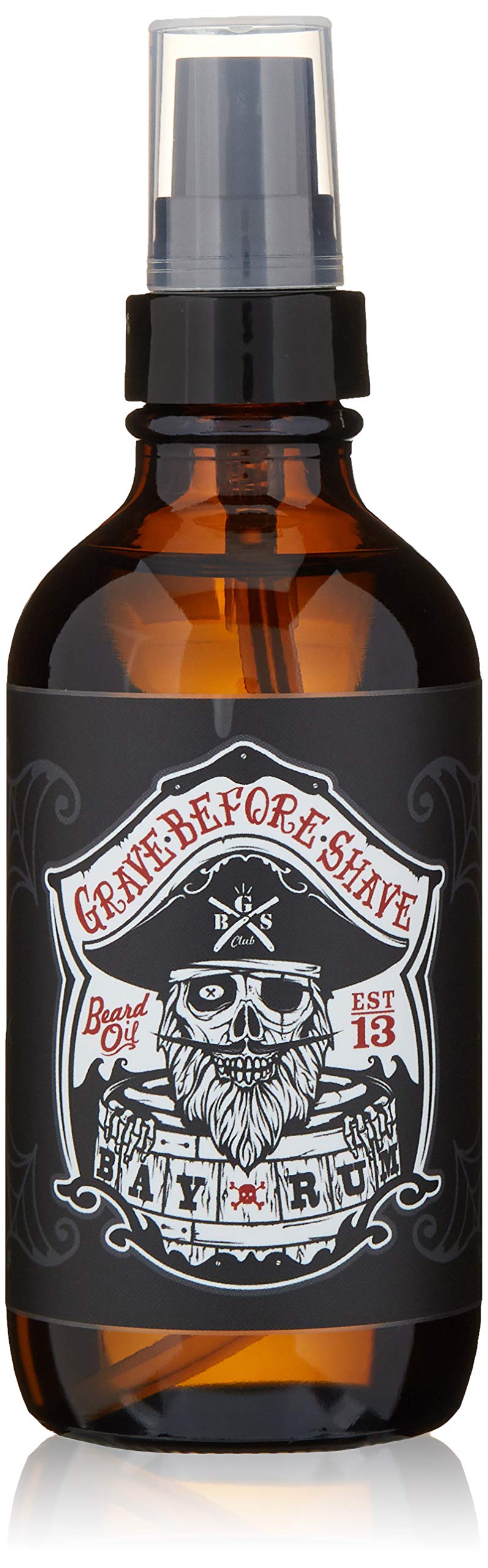 Grave Before Shave huile barbe Bay Rum dans flacon 118 ml, hydratation durable.