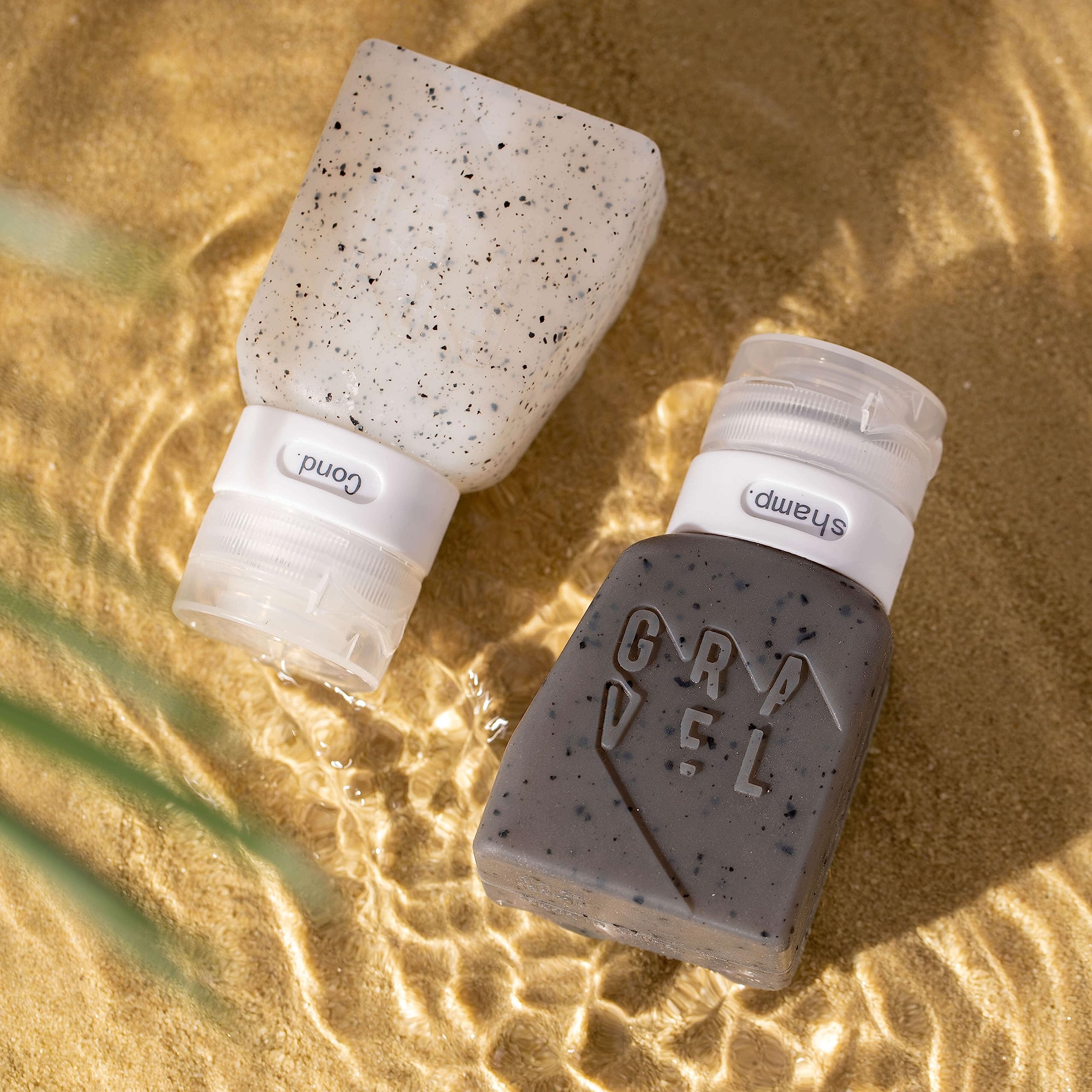 Etiquettes interchangeables Gravel pour identifier shampoing, après-shampoing et lotions.
