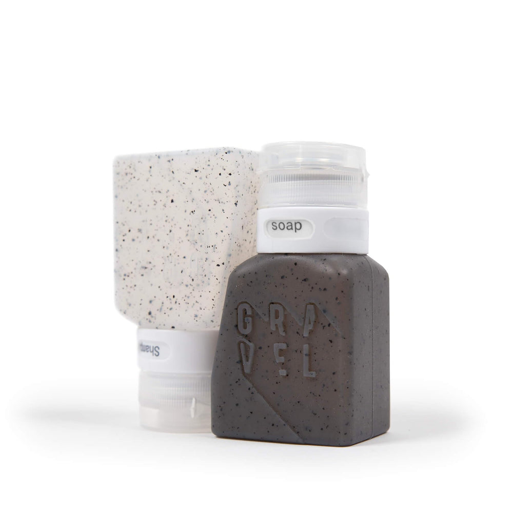 Gravel bouteilles voyage 3oz, sans BPA, réutilisables et respectueuses de l'environnement.