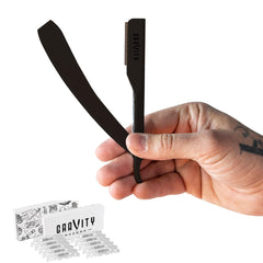 GRAVITY RAZORS rasoir droit professionnel exposition ultra pour une précision accrue.