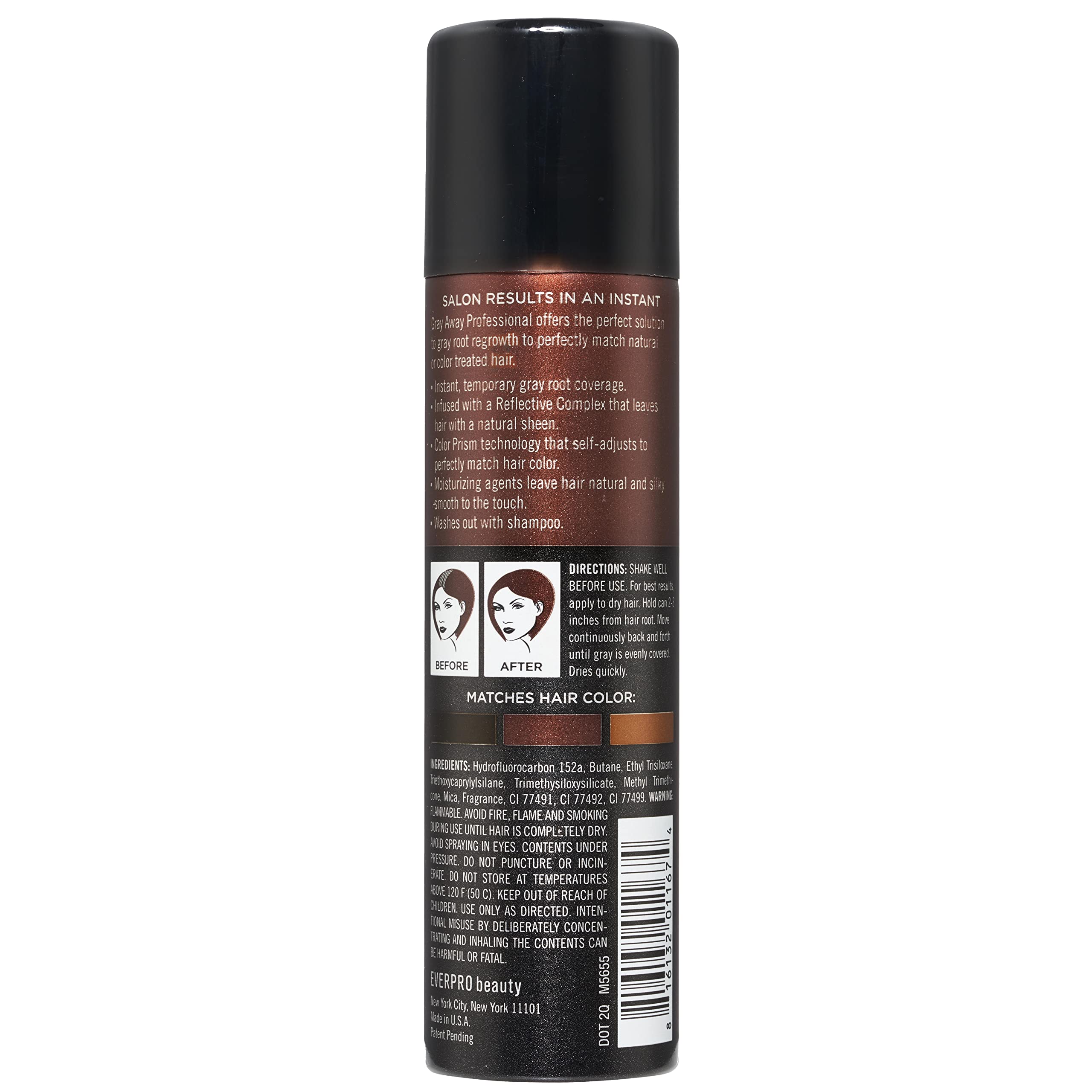 Finition naturelle grâce au colorant temporaire Gray Away.