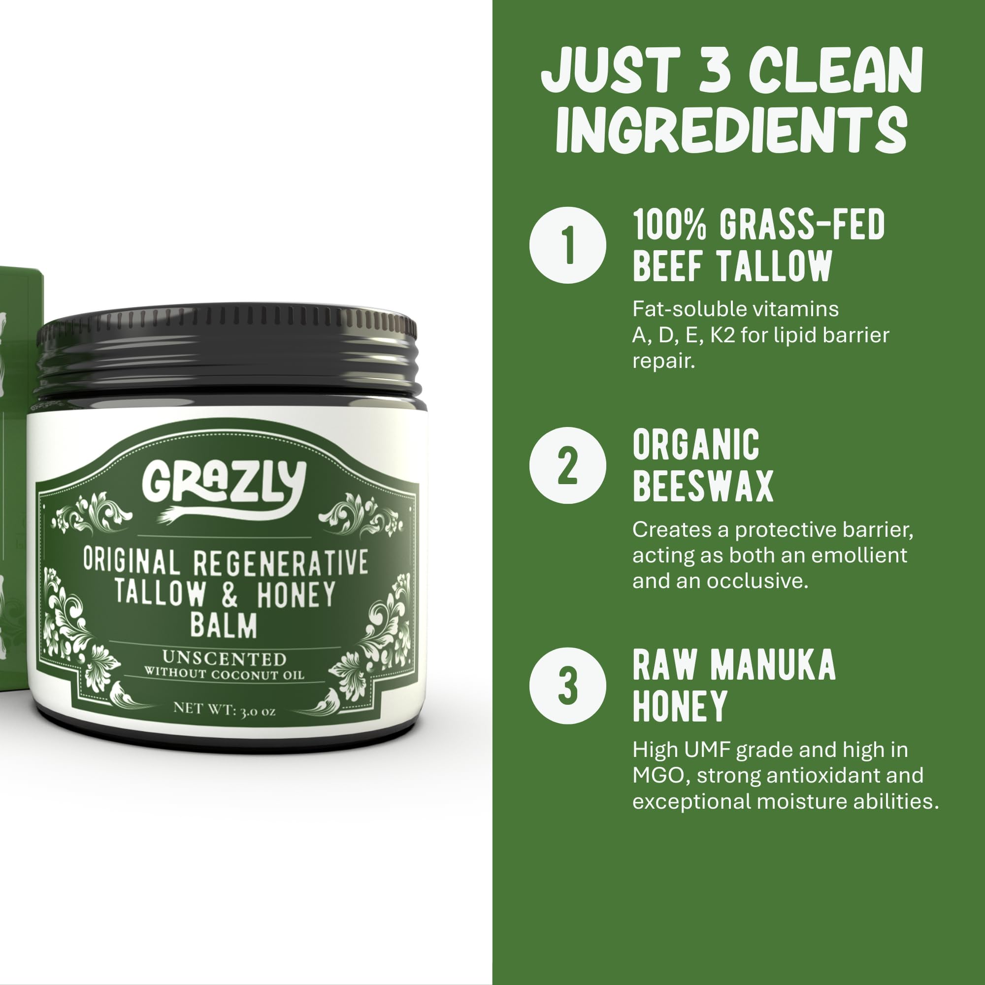 Baume Grazly Tallow huile de coco en pot ajoute douceur et hydratation.