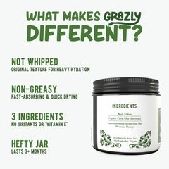 Baume Grazly Tallow Manuka en pot nourrit les zones sèches.