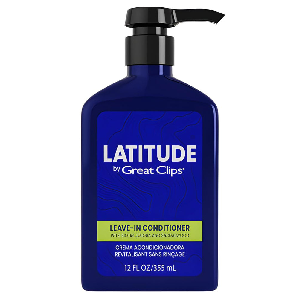 Flacon LATITUDE de Great Clips, soin sans rinçage hydratant pour cheveux.