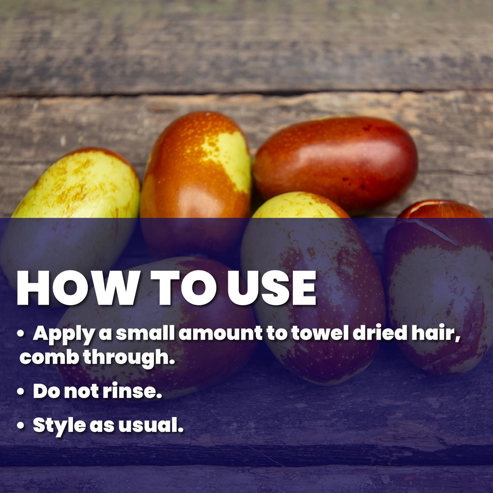 Ingrédients biotine et jojoba qui nourrissent les cheveux.