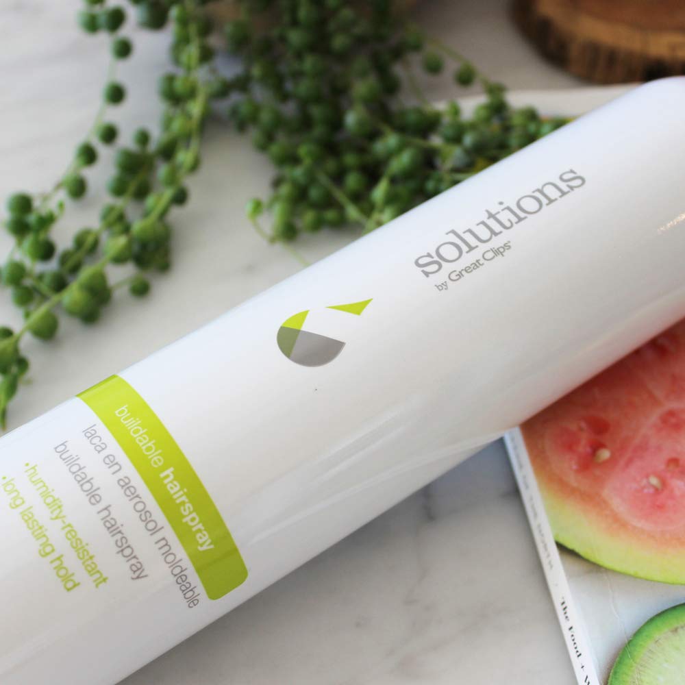 GREAT CLIPS Solutions Buildable Hairspray – brume ultra-fine pour une coiffure homogène.