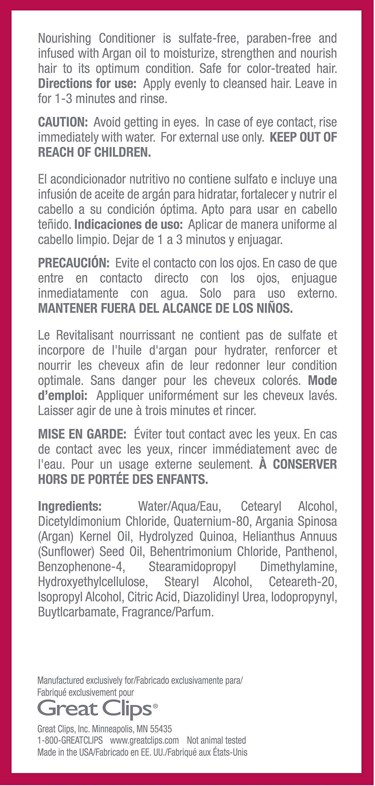 GREAT CLIPS après-shampoing nourrissant, parfum fruit de passion et étoile.