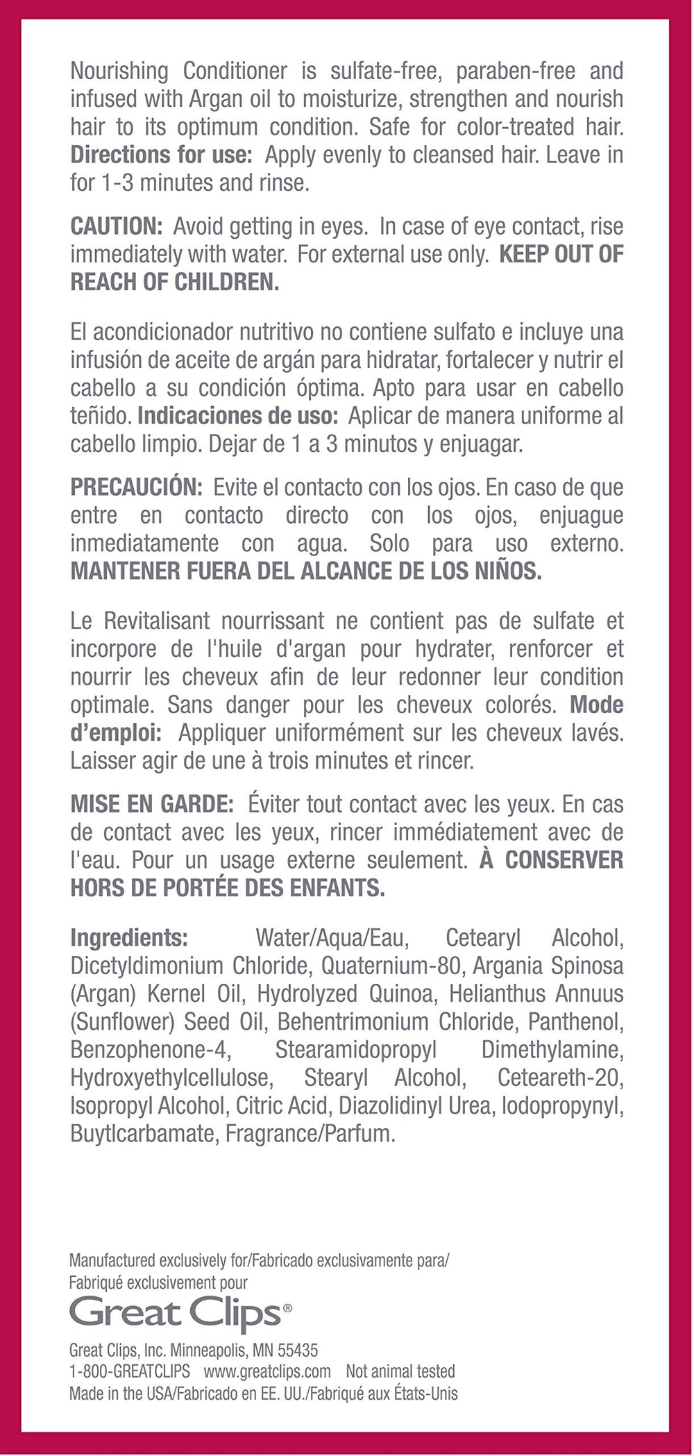 GREAT CLIPS après-shampoing nourrissant, parfum fruit de passion et étoile.