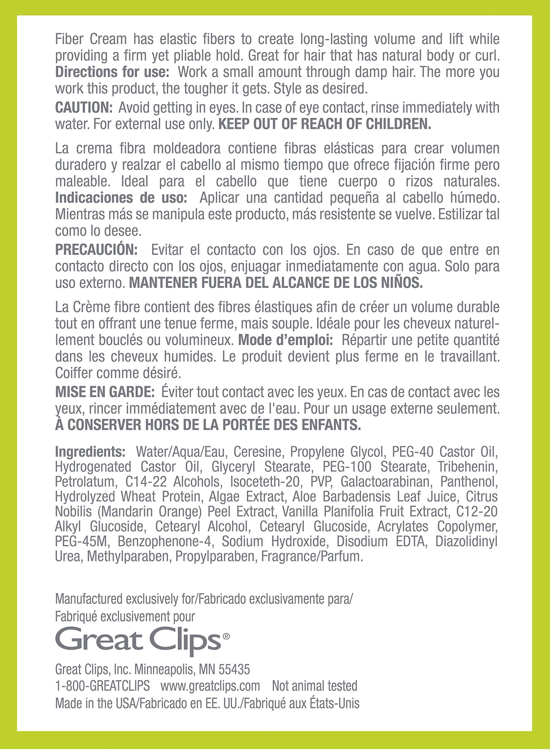 GREAT CLIPS Solutions Creme Fibre — finition naturelle pour un look léger