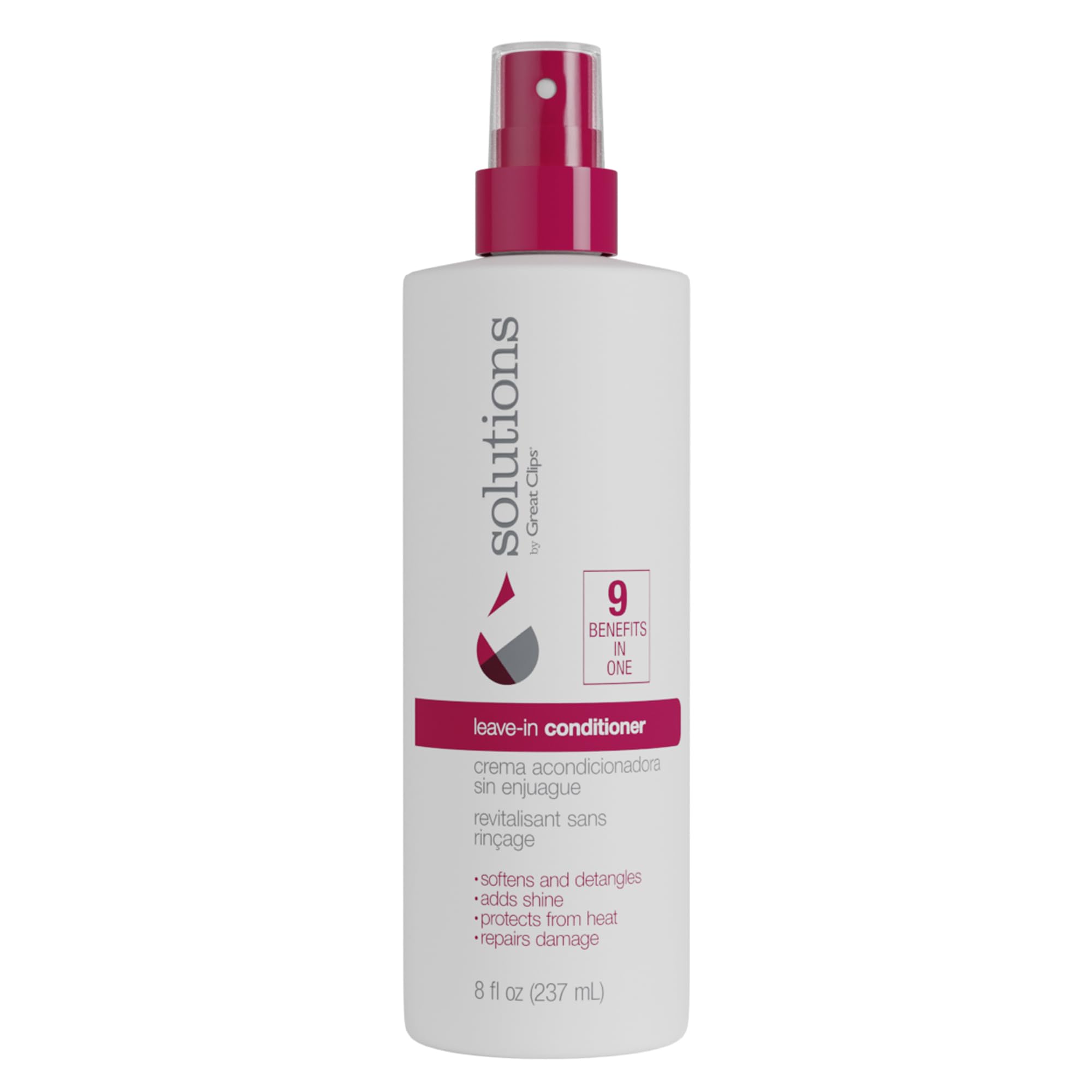Great Clips Nourishing Leave-In Conditioner bottle dispensing for easy detangling and hydration