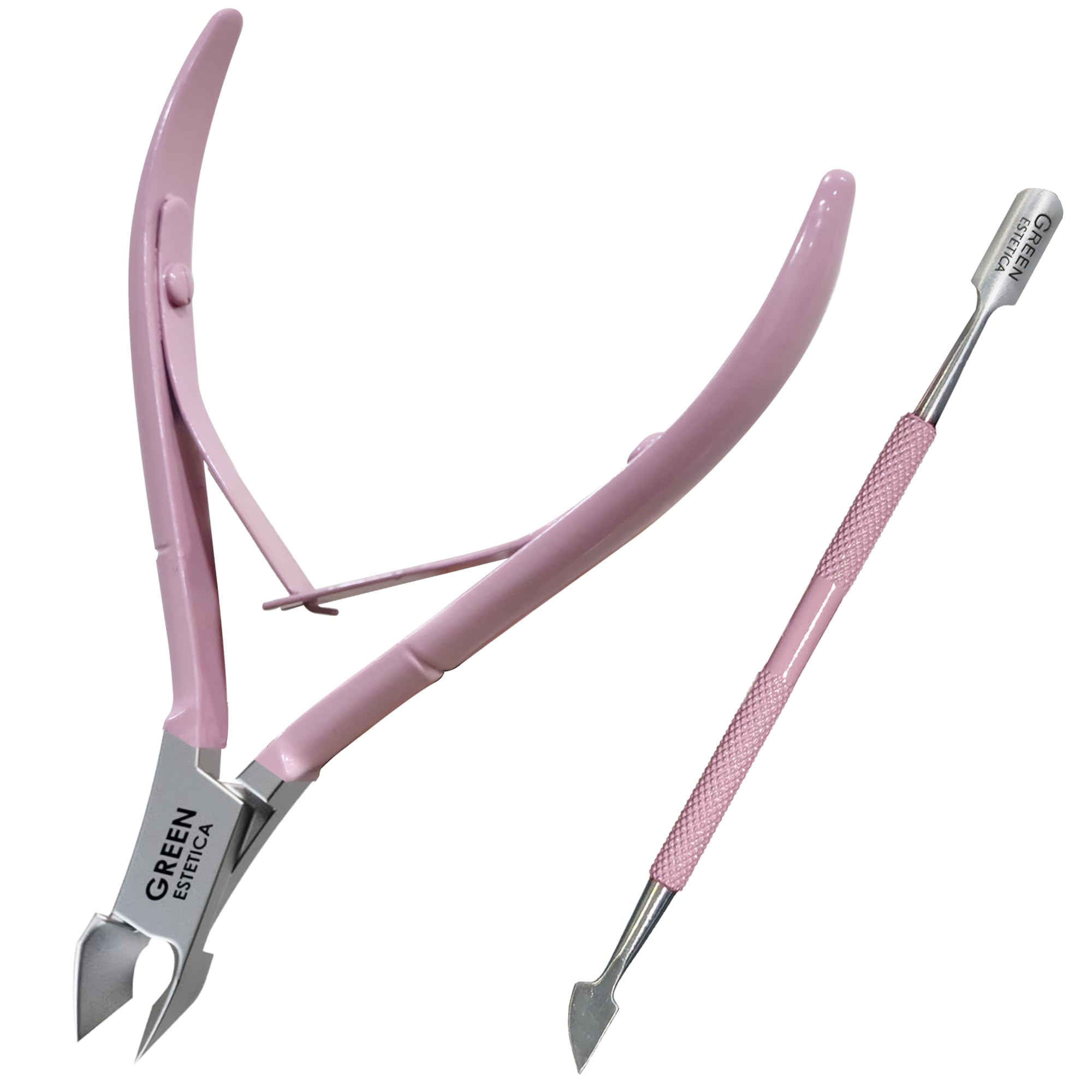 GREEN ESTETICA coupe-cuticule Rose en acier inoxydable, précision professionnelle.
