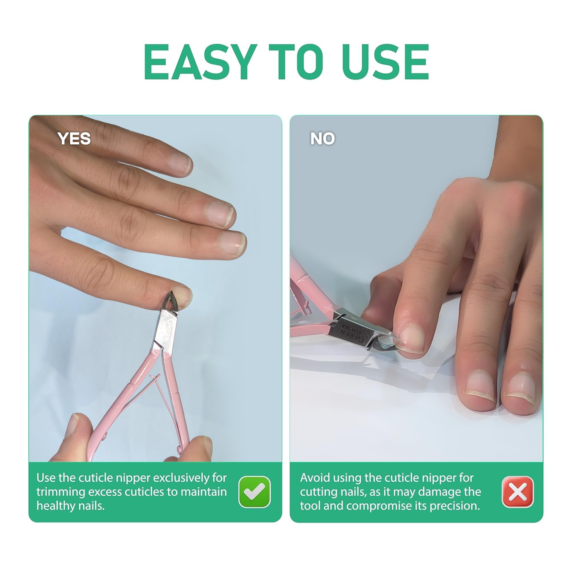 Outil professionnel GREEN ESTETICA Rose, idéal pour manucure et soins des cuticules.