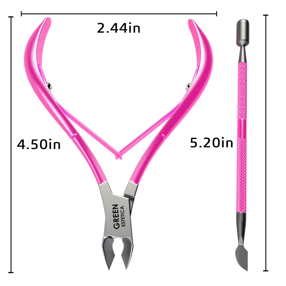GREEN ESTETICA outils pour ongles rose: design ergonomique pour usage confortable.